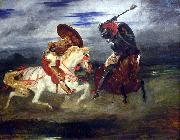 Eugene Delacroix Combat de chevaliers dans la campagne oil painting on canvas